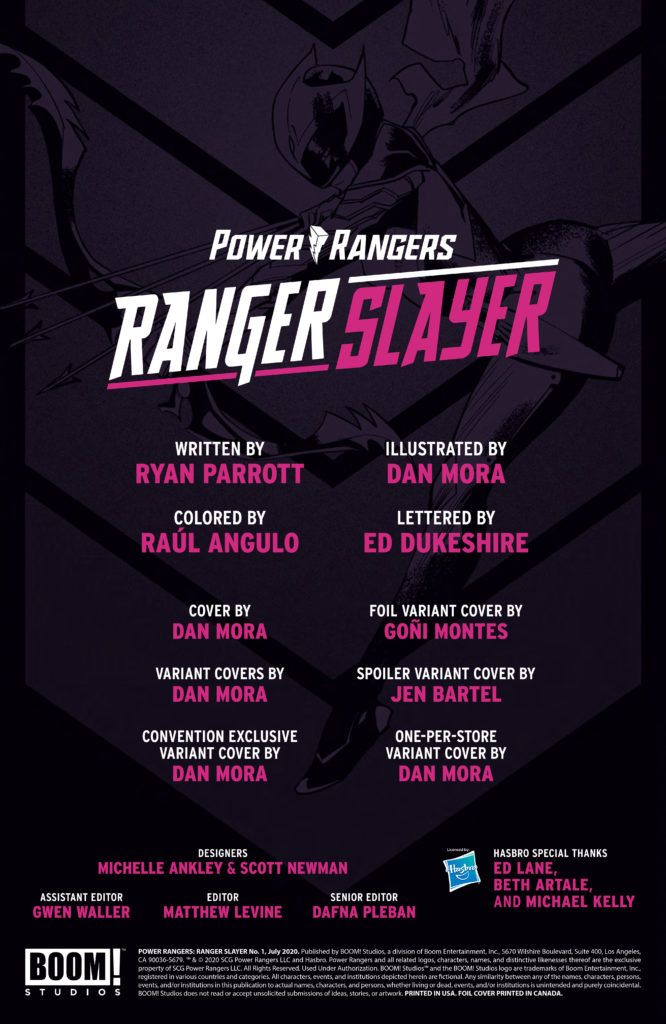 Power Rangers: Ranger Slayer #1 (BOOM! Studios) - New Comics